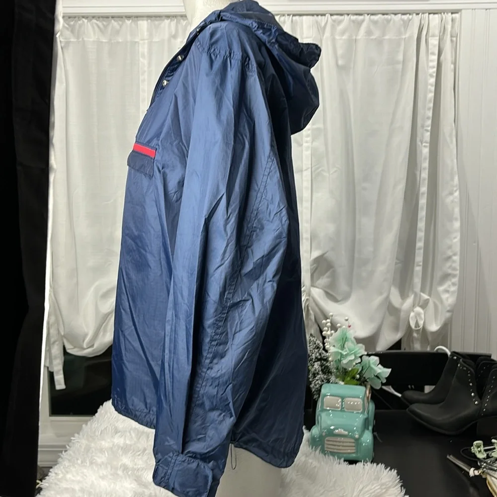 🔥 Tommy Hilfiger Vintage 90s Windbreaker Pullover Jacket Navy M 1/4 Zip Hoodie 🔥 - Picture 6 of 16